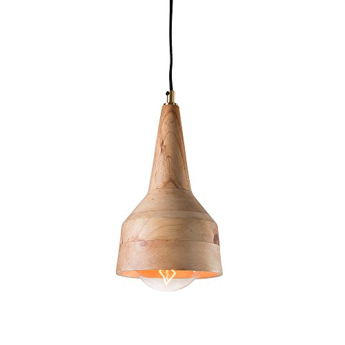 Kave Home - Lámpara de techo Allie de 1 bombilla de madera maciza de mango