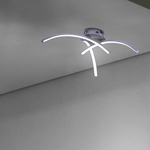 Konesky Lámpara De Techo Led, 21W Lámpara De Araña De Diseño Moderno Y Elegante Acabado En Níquel Satinado Con 3 Luces Curvas Para Sala De Estar Dormitorio Comedor Cocina Pasillo