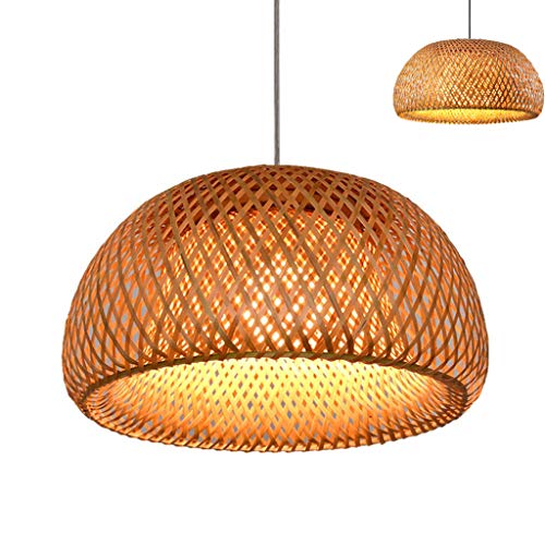 Lámpara Colgante Tejida Vintage Lámpara De Mimbre De Bambú Natural Lámpara Hecha A Mano De Jardín Creativo Lámpara Luces Colgantes Ajustables En Altura Salón De Té Dormitorio Sala De Estar Café,38cm