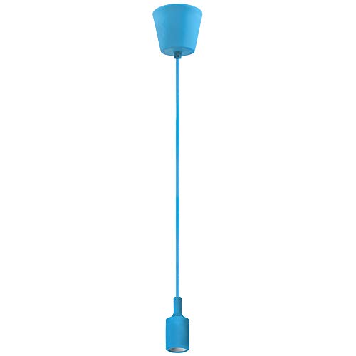 Lampara de Colgar Techo Colgante Portalampara E27 Suspension Azul Claro Comedor con Cable Longitud Máxima 155CM Ajustable para Dormitorio Salon Habitacion Restaurante de Enuotek