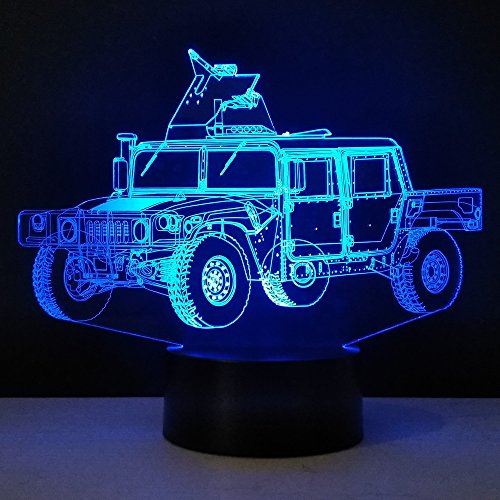 Lámpara de Mesa con Forma de camión Militar Tablero de metacrilato Artesanal luz Nocturna innovación Color de luz Nocturna Regalo para niños