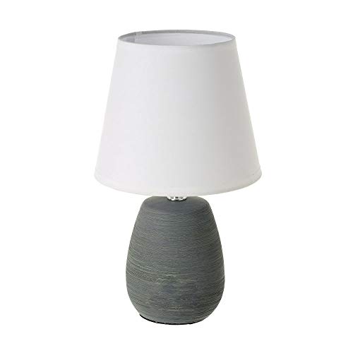 Lámpara de mesa con tulipa rústica de cerámica gris de 17x17x27 cm