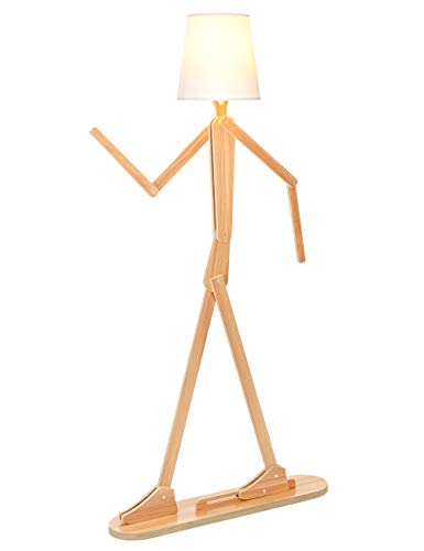 Lámpara de pie de madera para sala de estar, dormitorio y otras habitaciones, lámpara de pie de lectura Lámpara de pie de 160 cm de altura - formas ajustables modernas de bricolaje [marrón]