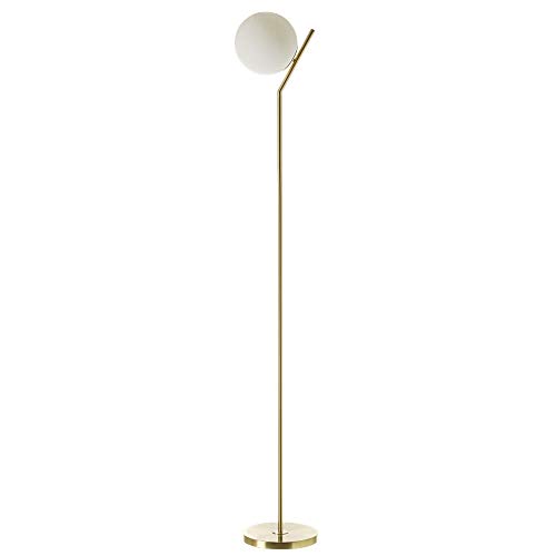 Lámpara de pie de tulipa vintage de metal y cristal dorada de 171x25x25 cm