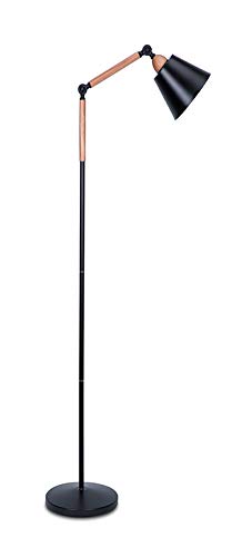 Lámpara de pie LED moderna, ajustable, E27, 9 W, bombilla incluida, lámpara de suelo para sala de lectura, salón, dormitorio (negro)
