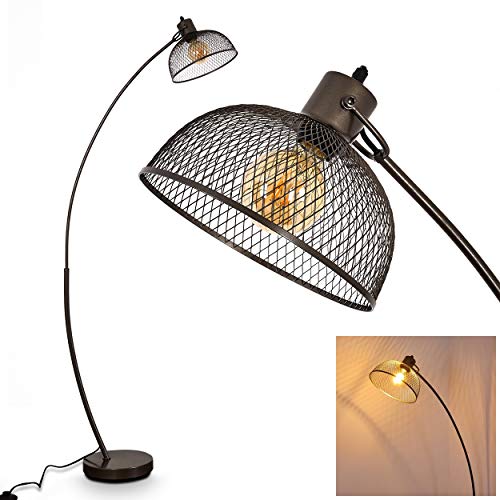 Lámpara de pie Randershof en metal, gris acero, 1 x E27 max 60 vatios, efecto de iluminación en la pared, adecuado para bombillas LED, ideal para salón