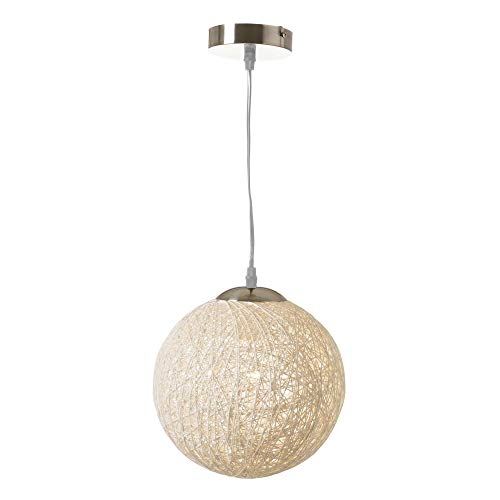 Lámpara de techo de diseño bola de fibra y metal blanca de 25x25 cm