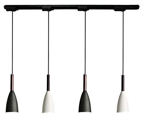 Lámpara de techo, estilo moderno y sencillo, diámetro de apertura de la cubierta de la lámpara: 10 cm, con bombillas E27 de 8 W cambiables, lámpara colgante (Whit and Black Lamp, 100 cm de largo).