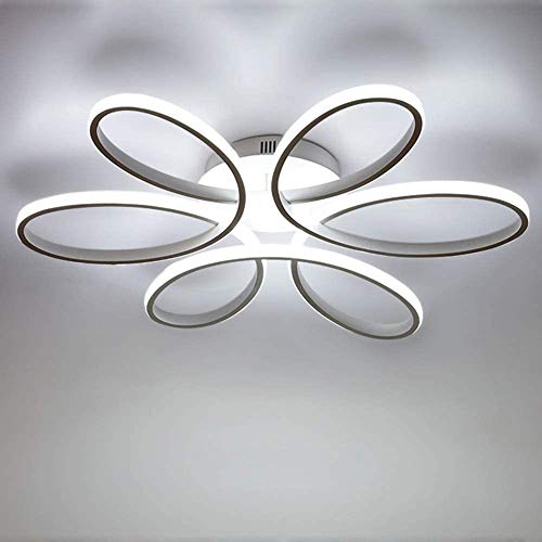 Lámpara de techo LED de 75 vatios Forma de flor creativa Lámpara de techo Pantalla de aluminio acrílico moderna y elegante, blanca mate Luz de techo Dormitorio L59cm * H11cm
