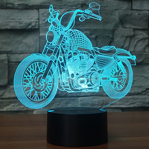 Lámpara LED 3D USB con diseño de motocicleta, sensor 3D y luz nocturna, ideal para decorar el dormitorio