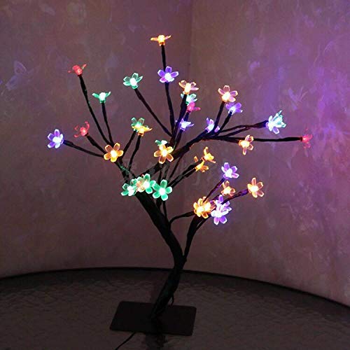 Lámpara LED de noche de cristal, flor de cerezo, árbol, luz de mesa, para interior, Navidad, boda, decoración, iluminación de dormitorio, color mezclado