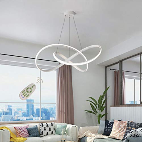 Lámpara LED para comedor o sala de estar, regulable, 3000 - 6500 K, de acrílico, diseño moderno, altura regulable, para salón, dormitorio, baño