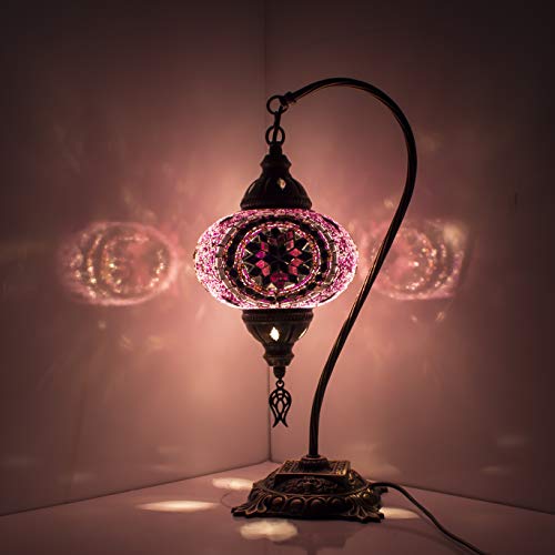 Lámpara turca (20 variaciones) – Lámpara de mesa de mosaico turco hecho a mano – Lámpara decorativa marroquí – Lámparas rústicas de mosaico fresco – Bombilla LED incluida con caja especial