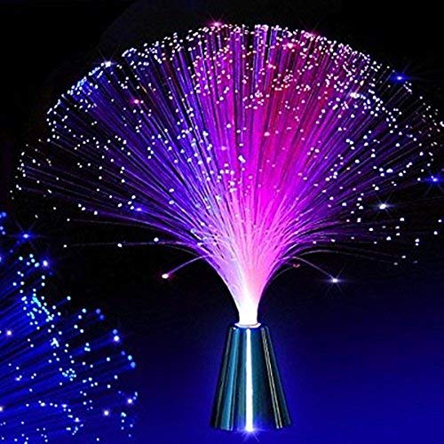 LEDMOMO - Lámpara de fibra óptica con diseño de fuente, cambia de color, funciona con pilas, luz nocturna