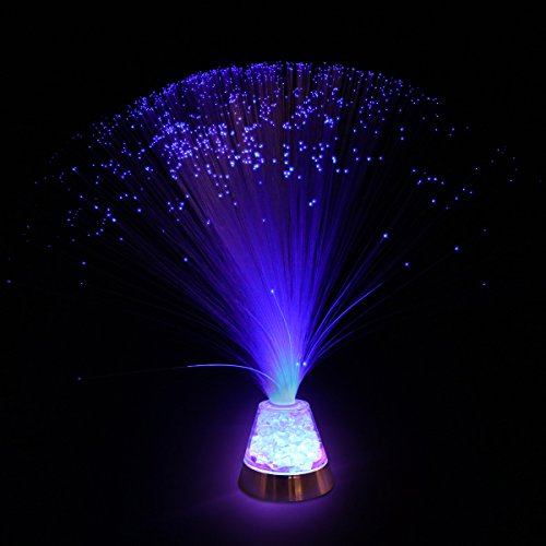 LEDMOMO Lámpara de fibra óptica Lámpara de fibra LED con batería y base de cristal que cambia de color