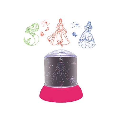 LEXIBOOK Disney Princesas-Luz Nocturna, quitamiedos con proyecciones Luminosas en el Techo, lámparita de Noche Multico Cenicienta, Bella, Ariel multicolor-NLJ030DP, Color Rosa