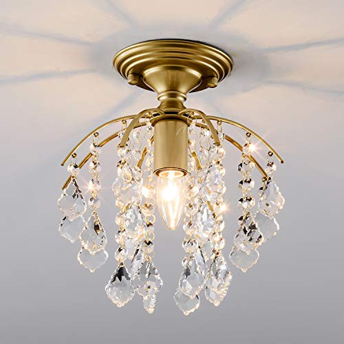 Luces de cristal Chandelier Lighting, de Sozomo, elegantes luces de cristal con casquillo E27, luces chandeliers Ceiling Light para Bedroom Hallway, color dorado.
