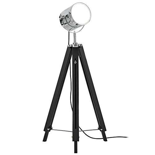 [lux.pro] Lámpara de pie trípode (1 x base E27)(64cm - 140cm) diseño industrial - tres pies - tres patas - trípode telescópico - cromo