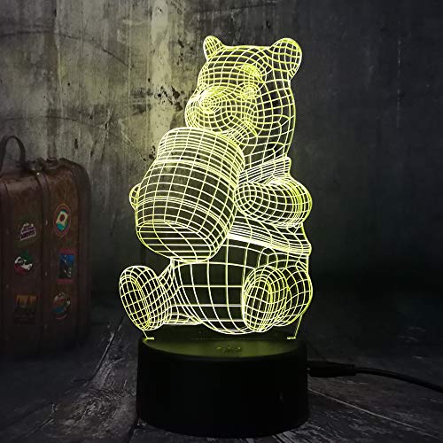 Luz nocturna LED para niño, diseño de oso de Winnie the Pooh Tigrou Eeyore con oso con diseño de oso con forma de osito con forma de oso
