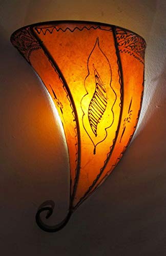 Marrakesch Ibitsam - Lámpara de pared (piel), diseño oriental, color naranja