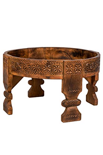 Mesa auxiliar estilo marroquí vintage, taburete de madera, diámetro de 60 cm, redondo, estilo oriental, para salón o cocina, mesa auxiliar oriental como decoración