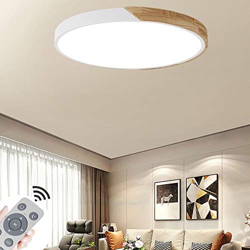 MIWOOHO Luz de techo 60W regulable LED Lámpara de techo Lámpara de salón Pasillo Dormitorio Cocina Lámpara de pared con ahorro de energía con control remoto