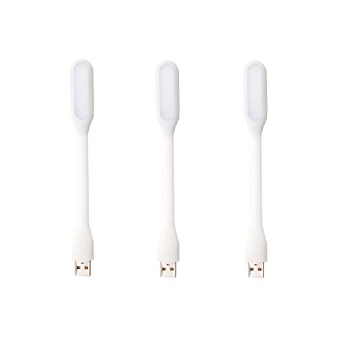 Movilideas 3 Unidades de Lámpara LED USB Flexible para portátil, Ordenador, PC, Blanco