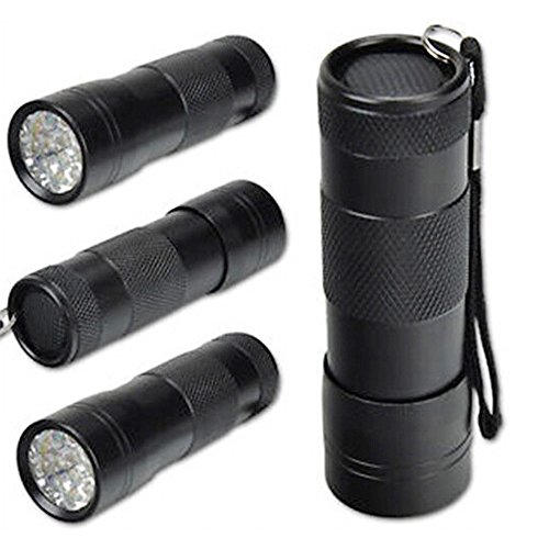 Nourich - Linterna LED Ultravioleta, Aluminio, 12 ledes, Color Negro