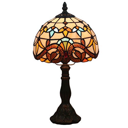 Odziezet Lámpara de Mesa 8 Pulgadas Estilo de Tiffany Europea Vintage Pastoral de Cristal Manchada Retro Lámpara de Mesita Dormitorio