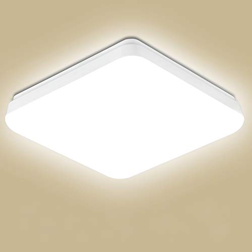 Oeegoo Lámpara LED de Techo 18W 1400LM, Impermeable IP54 LED Plafon, Luz de Techo para Sala de Estar, Cocina, Balcón, Pasillo, Baño Blanco Neutro 4000K