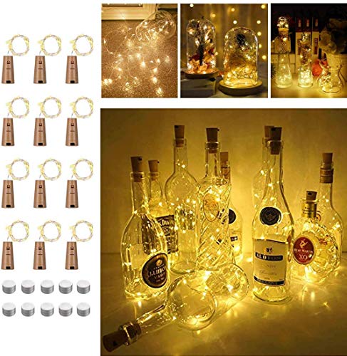 Opard Luces LED para botellas de vino para bodas, fiestas y decoración romántica Pack de 9 Blanco cálido