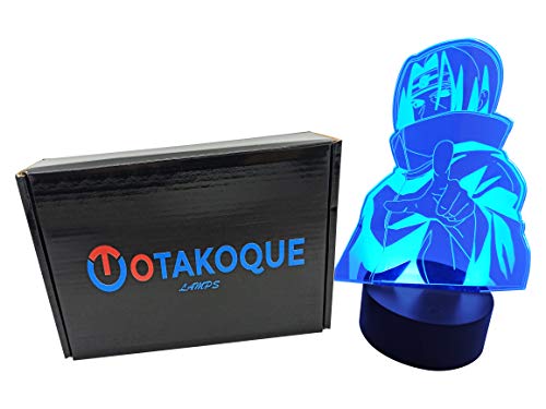 OTAKOQUE - Lámpara de manga LED, 7 colores, 3 modos, luz nocturna decorativa Manga, Anime Japonés, conexión USB, iluminación decorativa perfecta para cualquier fan de Manga (Itachi)
