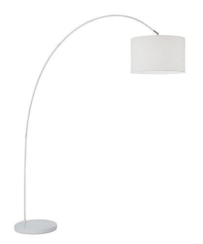 Perenz - 6304B - Lámpara de pie con arco - Esta lámpara de suelo está hecha con una montura de metal lacado blanco y una pantalla de tela