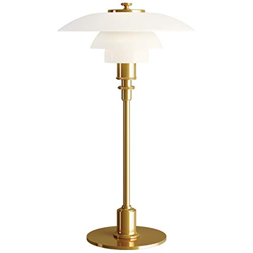PH 2/1 Table Lamp, Louis Poulsen, Lámpara de Sobremesa Diseñada por Poul Henningsen (Latón Metalizado)