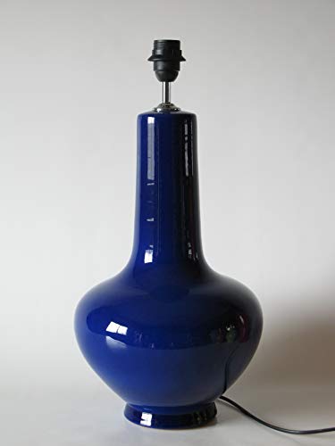 POLONIO Lámpara Sobremesa Grande de Salon - 46 cm - Pie de Lámpara de Cerámica - Color Azul Cobalto
