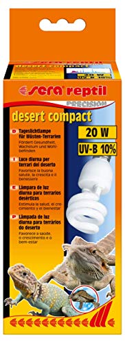 sera Reptil Desert Compact – Lámpara de terrario del desierto 20 W y 10% UV-B con casquillo E27 – Iluminación o lámpara para terrarios desiertos compatible con Sera Reptil Terra Top