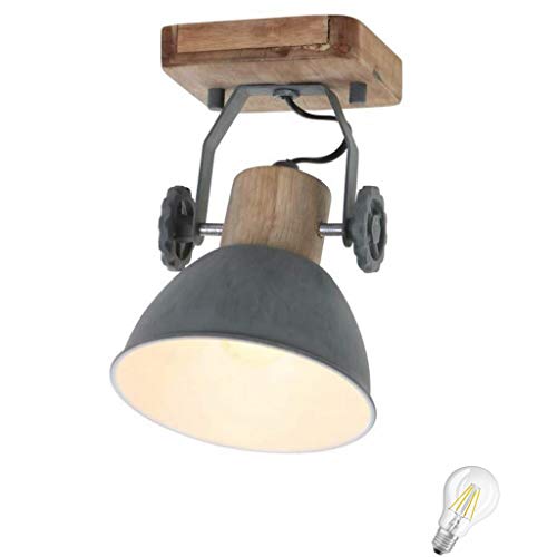 STEINHAUER 7968GR Lámpara de techo con aspecto de madera gris, estilo vintage, industrial, estilo Edison