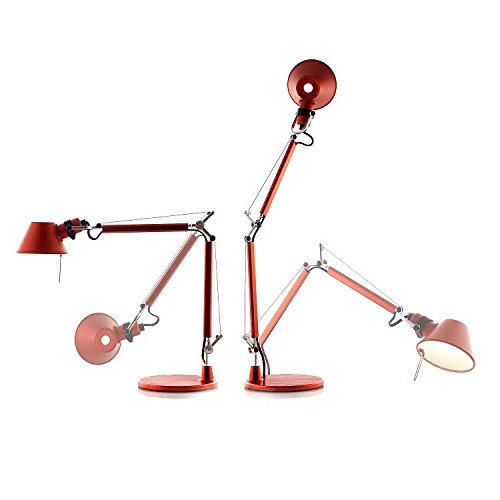 TOLOMEO MICRO – Lámpara de escritorio roja de 37 cm – Lámpara de mesa Artemide diseñada por Michele de Lucchi & Giancarlo Fassina