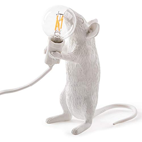 Varadyle Moderna lámpara de mesa de resina con ratón, LED, lámpara de mesa para niños, regalo para habitación, decoración, LED, luz nocturna, enchufe europeo, de pie, rata