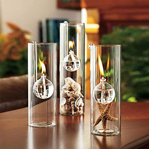 WANGLETA Gancho lámpara de aceite creativo de vidrio transparente cilindro de aceite está vinculado al matrimonio en lugar de la vela, conjunto (uno de dos)