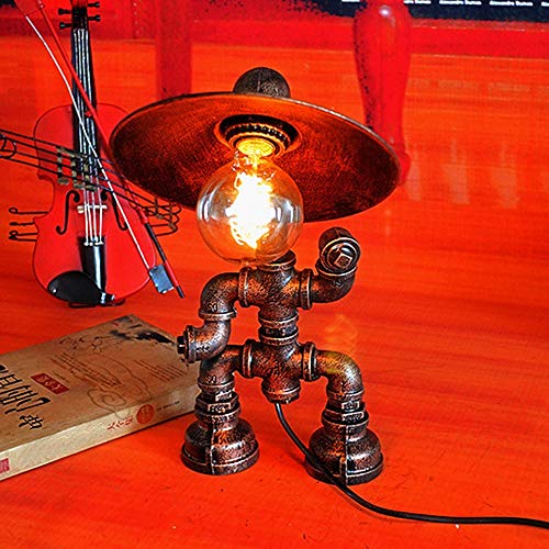 Yangmanini Robot lámpara de Mesa, Creativo Personalizado Agua Tubo de la lámpara, lámpara de Mesa Retro Decorado en el café Bar (24 * 20 * 39cm, E27 Boca)