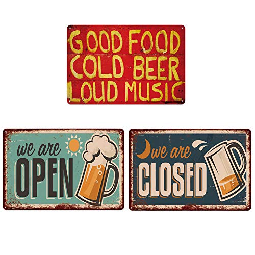 Zidao Bar Retro Tin Sign, Cartel De Chapa Cerveza, Cerveza Muestra De La Lata Placa para Bares Salón Cocina Restaurante Discoteca, Decoración Vintage,Rojo