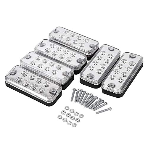6 luces de marcador lateral para remolque, 8 LED de 12 V, indicador de liquidación lateral automático, luces de lámpara rectangulares (blanco)