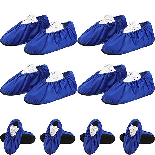 8 Pares Cubiertas de Zapatos Reutilizables Antideslizantes Cubiertas de Botas Impermeables para Protección de Casa Alfombra Lavable en Lavadora (Azul Real)