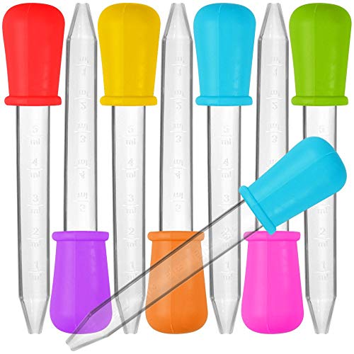 8 Pieza Liquid Dropper, Silicona y plástico pipetas Transfer eyedropper con Bombilla Punta para Caramelos Aceite de Cocina Infantil Gummy Making – 7 Colores