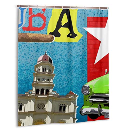 Blived Cortina de baño,Impermeable,Cuba Travel,Contemporary Art Collage,Zine y Comics Culture Foto de Stock,Cortina de Ducha de con Ganchos 150cmx180cm