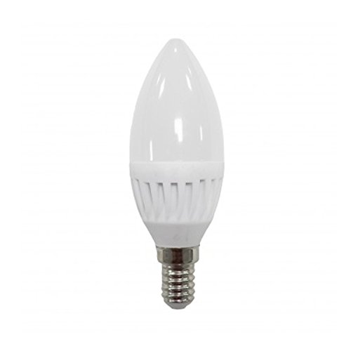Bombilla LED de vela de cerámica 9W de rosca E14 Luz blanca 4000ºK. Muy alta luminosidad 900 Lm.