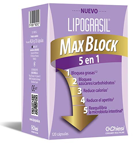 Chiesi Lipograsil Max Block 5 en 1, Control de Peso, Cumple la Normativa Vigente de Ps, 120 Cápsulas