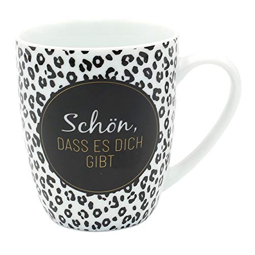 Dekohelden24 Taza de café de porcelana con texto en alemán "Schön, Dass es Dich gibt", 9,8 x 8,2 cm, capacidad de 250 ml, apta para lavavajillas.