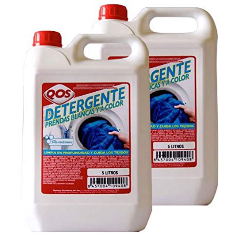 Detergente para ropa blanca y a color. Caja 2 garrafas 5L. Especial para uso en lavanderías, hostelería y restauración. Limpia la suciedad en cualquier tipo de prenda